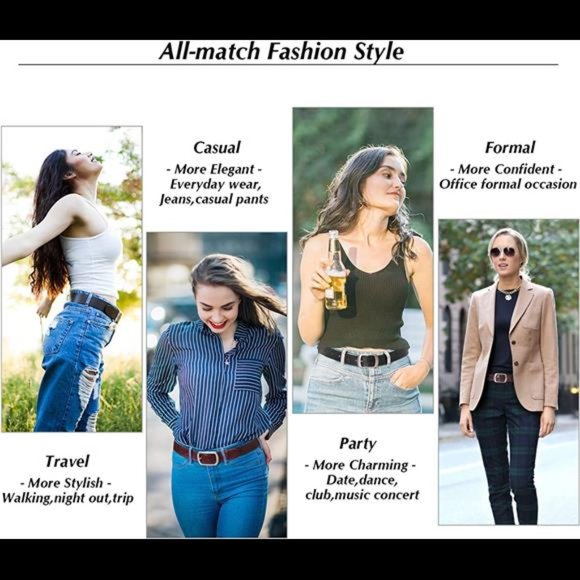 Fashion Womens Leather Belts SUOSDEY with Pin Buckle Waist Belt for Jeans Pants main image 5